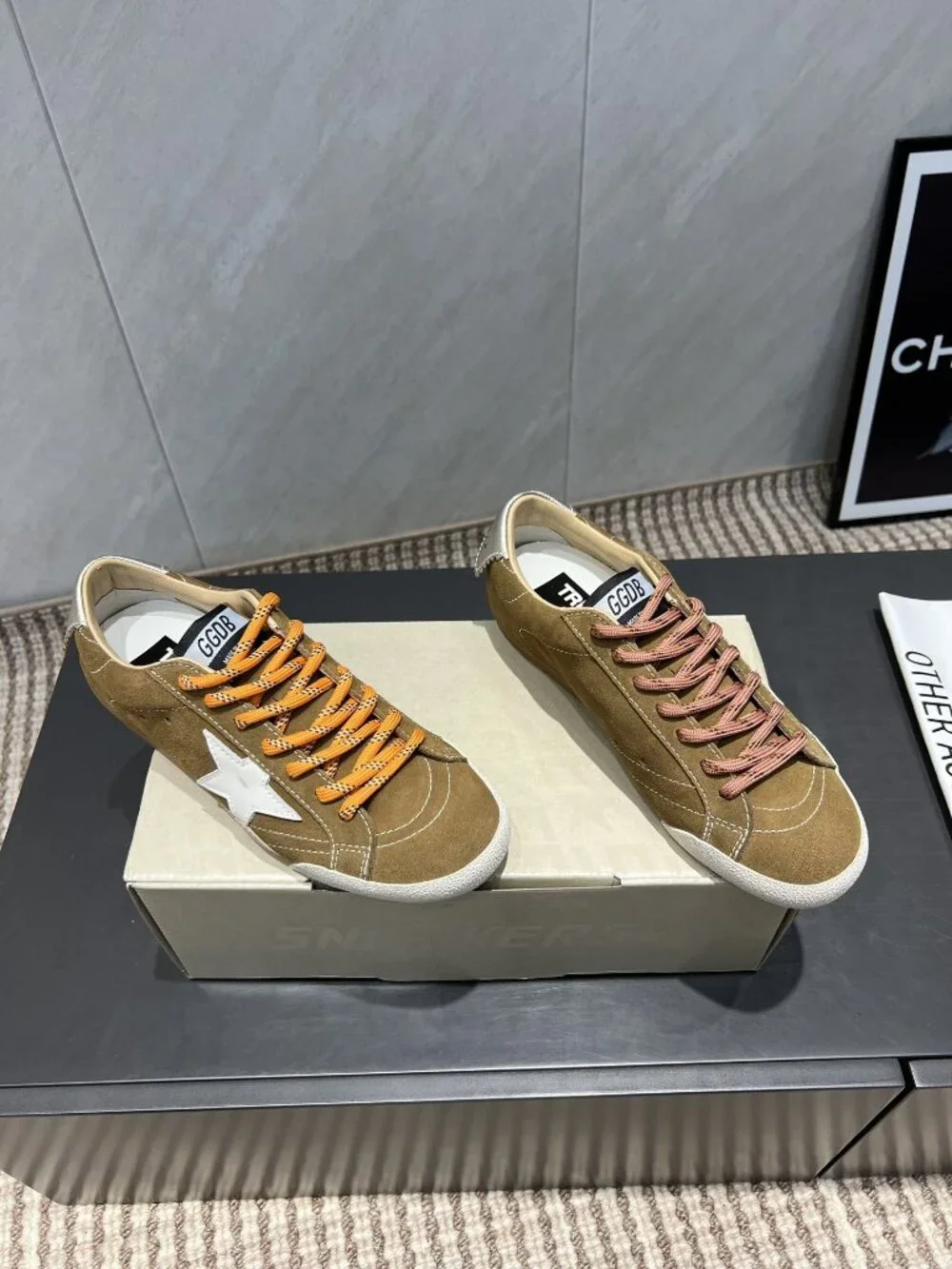 Golden Goose Tan Suede Star-Embellished Sneakers - Picture 2 of 9